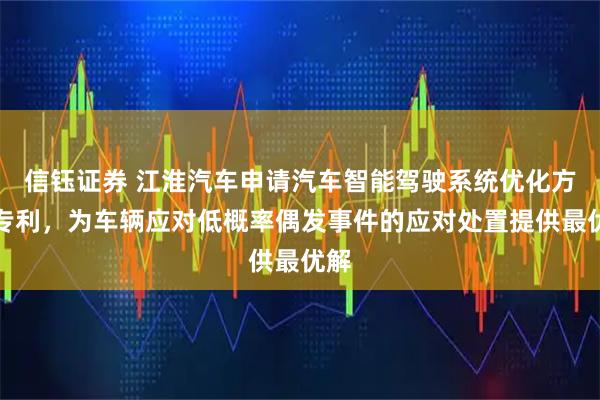信钰证券 江淮汽车申请汽车智能驾驶系统优化方法专利，为车辆应对低概率偶发事件的应对处置提供最优解